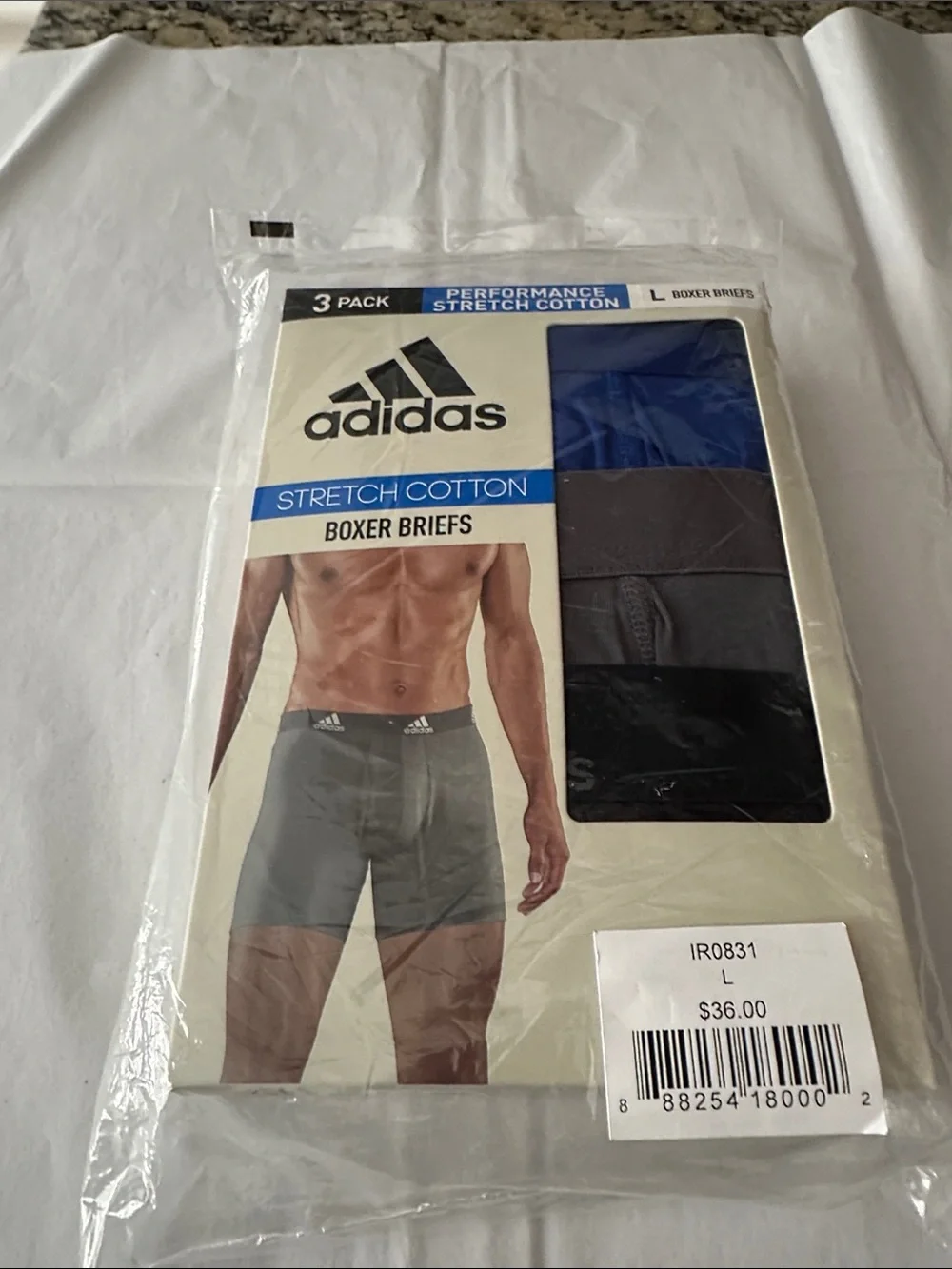 adidas 3-Pack Boxer Briefs in Blue, Gray & Black